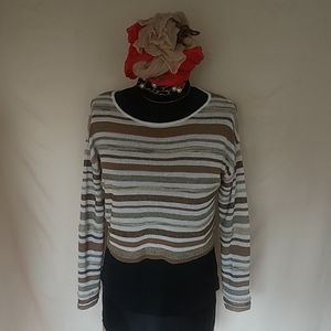 Sarah Pacini  tri colored knit top